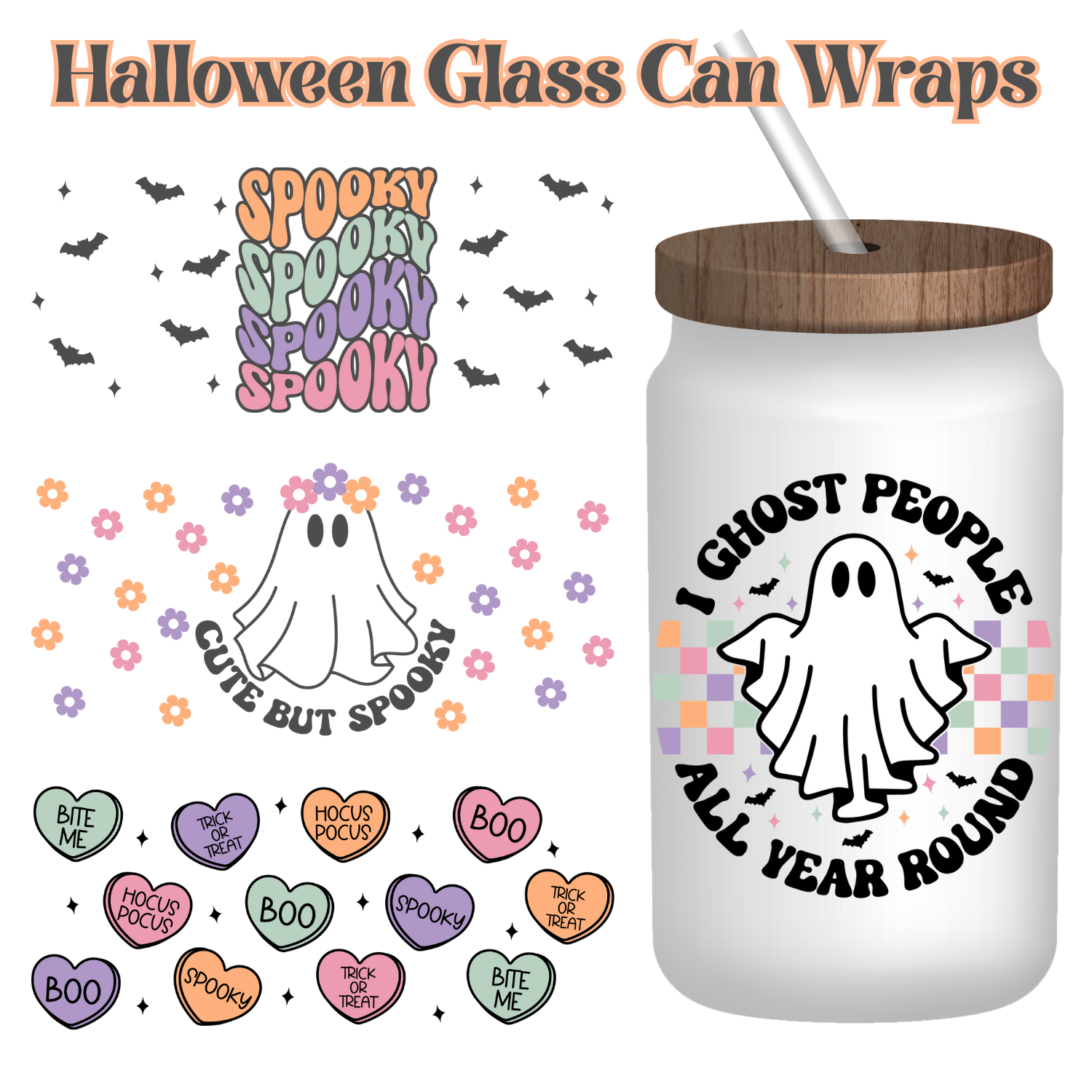 Halloween Glass Can SVG Wraps