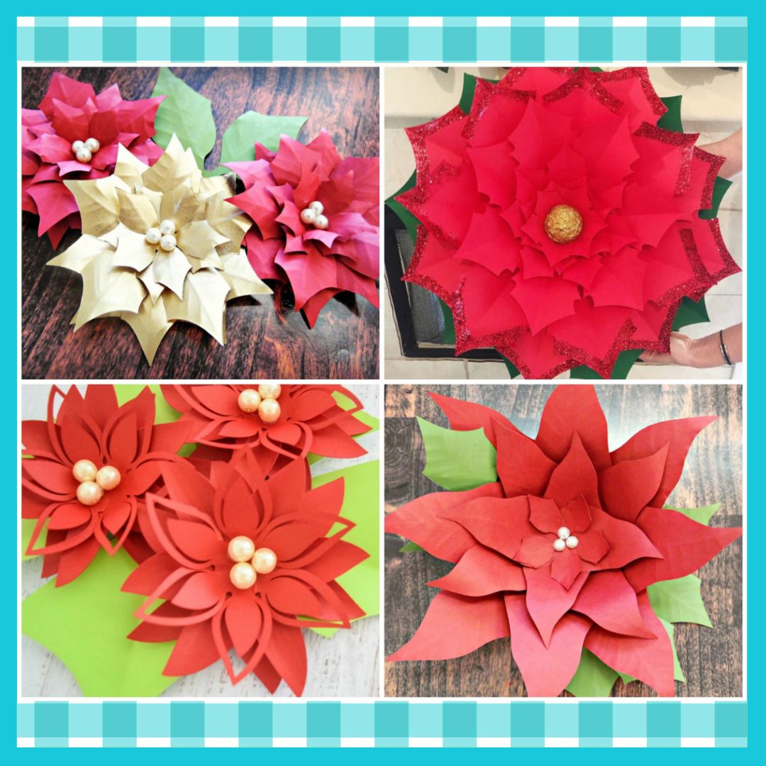Set of 4 Paper Poinsettia Flower Templates